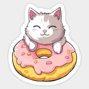 Cute cat with donut #2 Sticker